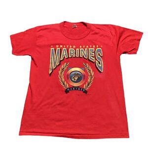 VTG United States Marine Corps Marines Logo Red Graphic Short Sleeve TShirt 1995